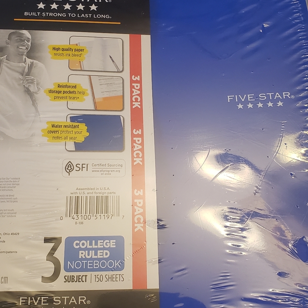 Five-star 3 subject notebook ( 3 pack )